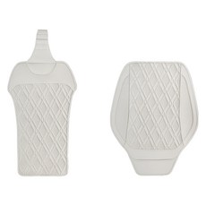 River Fox 車用菱格紋PU皮革坐墊+靠背墊套組, 香草米, 1套