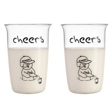 프렌치마르스 치어스 댕댕 홈카페 유리컵 450ml CM253, 투명, 2개