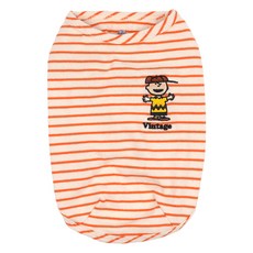 Peanuts 史努比狗狗 Parisdog 復古彩色條紋T恤, 橘色, 1個