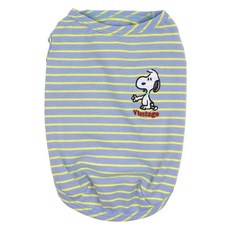 Peanuts 史努比狗狗 Parisdog 復古彩色條紋T恤, 藍色, 1個