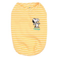 Peanuts 史努比狗狗 Parisdog 復古彩色條紋T恤, 黃色, 1個