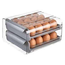 Jeepsaram 防滑雞蛋收納盒 32格 + 防滑墊 4入 套組, 1套, 灰色(收納盒)