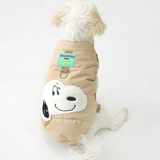 狗狗Vintage Snoopy胸背帶鋪棉背心, 淺褐色, 1個
