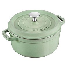 staub 電磁爐適用 Cocotte 鑄鐵鍋, 鼠尾草綠, 1個, 18cm