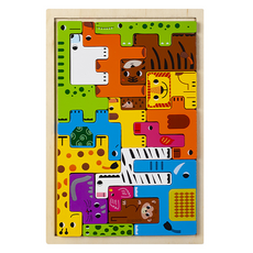 B2WIN Toy Bin時尚原木拼圖 07, 1個, 18片