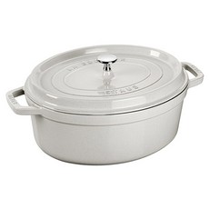 staub 電磁爐適用橢圓形咕咕鍋鑄鐵鍋, 白松露, 23cm, 1個