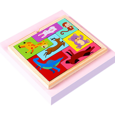 B2WIN Toy Bin時尚原木拼圖 03, 7片, 1個