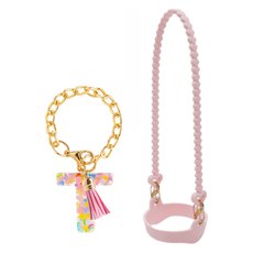 Living Ellie 隨行杯背帶 提袋 Stanley相容 矽膠提把 手柄 杯套 字母配件 裝飾套組, 1套, 單色 + T