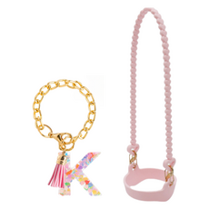 Living Alley 隨行杯背帶 提袋 Stanley相容 矽膠提把 手柄 固定座 字母配件 裝飾套組, 1套, 單一顏色 + K