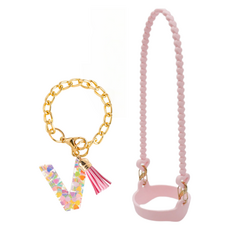 Living Ellie 隨行杯背帶 提袋 Stanley相容 矽膠提把 手柄 杯套 字母配件 裝飾套組, 1套, 字母V