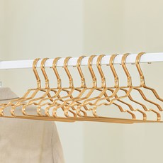 Likehouse 超輕量鋁製防滑衣架 寬版, 金色, 10個