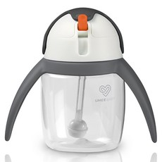 UMEE 幼兒用易握企鵝吸管杯, 顏色:企鵝杯 灰色(240ml), 1個