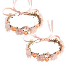 Homeflow 時尚花環 新娘派對頭飾 2入, 腮紅秋色