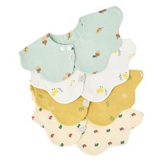 agazzang 幼兒用滾邊圍兜 4種 F組, 小雞,夏日大海,橡實,聖誕老人襪子, 1組