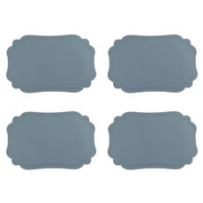 Sarasa 現代北歐皮革防水餐墊, 4個, 藍色, 寬 45cm x 長 30cm x 厚 1.8mm