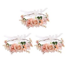 Homeflow 飄逸人造花環 自助婚禮頭飾 3入, 6號設計
