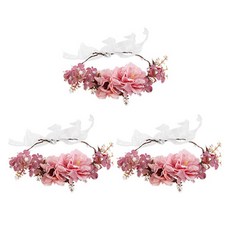 Homeflow 飄逸人造花環 自助婚禮頭飾 3入, 5號設計
