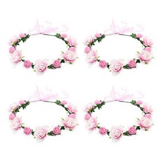 Homeflow 花園妖精攝影道具花環 4入, 冷粉色