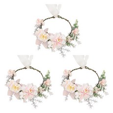 Homeflow 飄逸人造花環 自助婚禮頭飾 3入, 3號設計