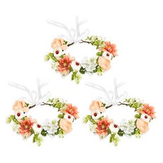 Homeflow 豐富人造花花環 自助婚禮頭飾 3件組, 多色花束花