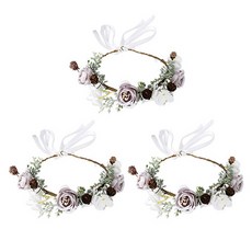 Homeflow 飄逸人造花環 自助婚禮頭飾 3入, 4號設計