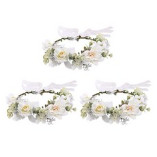 Homeflow 飄逸人造花環 自助婚禮頭飾 3入, 2號設計