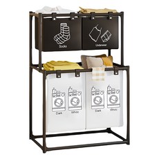 大容量雙層洗衣籃, 黑色 + 白色