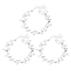 Home Flow 閃亮珍珠水鑽花冠頭飾, 銀色, 3個