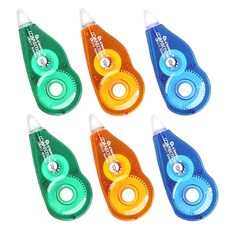 DADA 大容量高CP值修正帶 8m 3款 x 2入組, 1套, 藍色 + 橘色 + 綠色