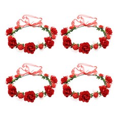 Homeflow 花園妖精攝影道具花環 4入, 紅色