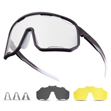 ROCKBROS 洛克兄弟 運動變色護目鏡+鏡片 3種組 SP351, 1套, 霧面紫(鏡框), 深灰色變色(鏡片)