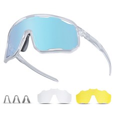 ROCKBROS 洛克兄弟 運動變色護目鏡+鏡片 3種組 SP351, 1套, 透明框(鏡框), 藍色變色(鏡片)