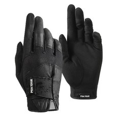 PGA TOUR 男士雨天防滑高爾夫手套組 雙手用, 黑色, 1套