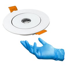 ELPHOS LED 360度 UFO 直向旋轉 洗牆燈型 自由嵌入式燈 7W 7.62cm + 丁腈手套組, 1套, 白色 暖白光