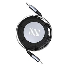 KOREA ONE Type-C to Type-C PD 捲線式高速充電線 100W, 2個, 1m, 黑色