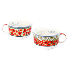 폴라니에 전자렌지용 라면 찜기 800ml x 2종 세트, 팬지, 동백, 1세트