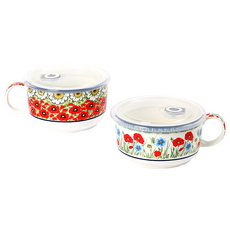 폴라니에 전자렌지용 라면 찜기 800ml x 2종 세트, 동백, 양귀비, 1세트