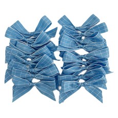 티나피크닉 선물포장 테두리 체크 완성 리본, 블루, 18개