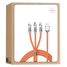 Ilsanghogam 超高速充電 C型 120W USB轉換器 180度旋轉 智慧型手機 數據傳輸 快速充電 矽膠 PD充電線, 3種接頭, 1個, 2m