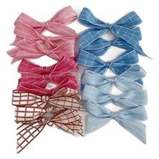 Tinapicnic 禮物包裝 邊框格紋成品緞帶 5款 x 3入組, 1套, 深粉紅色, 淺粉紅色, 天藍色, 藍色, 紅色