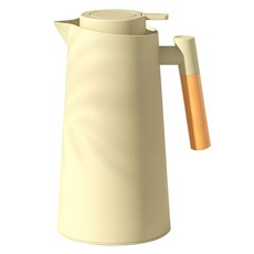 木柄保溫水壺 食品級PP材質 真空保溫玻璃內膽, 奶油綠, 1L, 1個