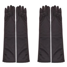Party09 緞面長手套 雙手穿戴, 黑色, 2個