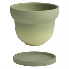Misoroun 居家植栽裝飾 圓形陶瓷花盆組, 1套, 綠色