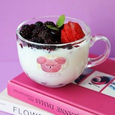 可愛居家咖啡館禮物 芥末熊麥片馬克杯 450ml, 1個, 粉紅芥末熊