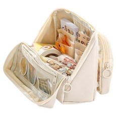 ELOTEMZ 大容量筆袋收納包 23.5 x 15 x 13 cm, 象牙白, 1個