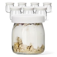 미르 헥사 실리콘 뚜껑 요거트 우유 유리병 화이트, 150ml, 8개
