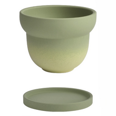Misoroun 居家植栽裝飾 圓形陶瓷花盆組, 1套, 綠色