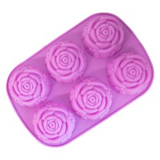 新玫瑰6孔模具, 1個, 粉紅色