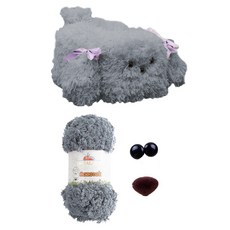 Yarna DIY套組 大狗狗面紙盒 喜馬拉雅Coocoocook 1球+ 螺絲型娃娃鼻子 棕色 18mm 1個 + 鈕扣型娃娃眼睛 15mm 1對 + 印刷圖案套組, 1套, 85622 灰色(面紙盒)