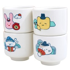 버터 코리아 도자기 술잔 4종 세트, 화이트, 1세트